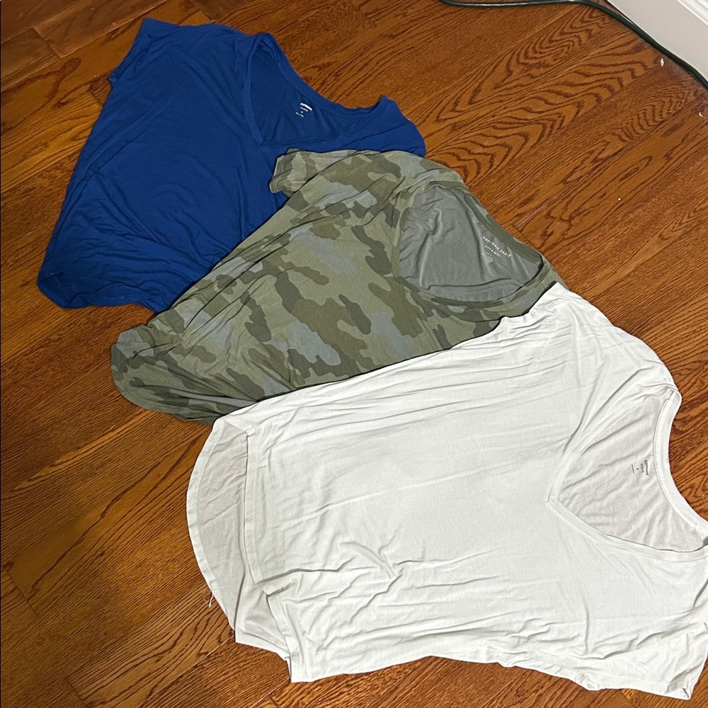 Women’s Basic Tee Bundle – 3 Pack (Blue, Camo, White)